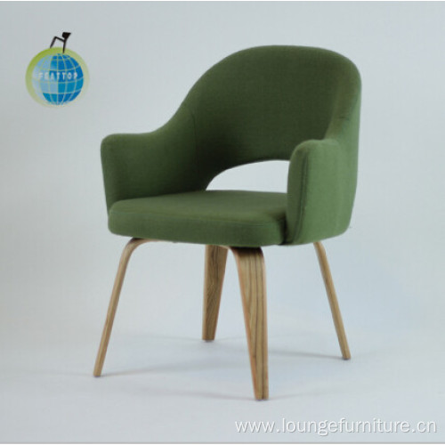 Upholstered chair with wood legs cafe dining style